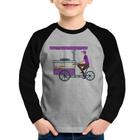 Camiseta Raglan Infantil Bike Food Manga Longa - Foca na Moda