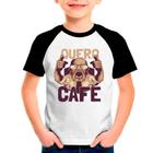 Camiseta Raglan Infantil Branca Quero Café 01