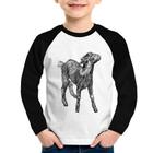 Camiseta Raglan Infantil Cabra Manga Longa - Foca na Moda