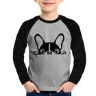 Camiseta Raglan Infantil Cachorro Boston Terrier Manga Longa - Foca na Moda