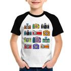 Camiseta Raglan Infantil Câmeras Retrô - Foca na Moda