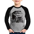 Camiseta Raglan Infantil Caminhão Heavy Cargo Caminhoneiro Manga Longa - Foca na Moda