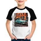 Camiseta Raglan Infantil Carro retrô na cidade - Foca na Moda