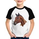 Camiseta Raglan Infantil Cavalo Arte Mosaico - Foca na Moda