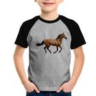 Camiseta Raglan Infantil Cavalo Correndo - Foca na Moda