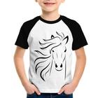 Camiseta Raglan Infantil Cavalo Traços - Foca na Moda