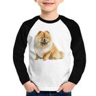 Camiseta Raglan Infantil Chow-chow Manga Longa - Foca na Moda