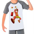 Camiseta Raglan Infantil Cinza Branca Desenho Chaves 10