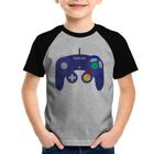 Camiseta Raglan Infantil Controle Retrô Vídeo Game Gamepad - Foca na Moda