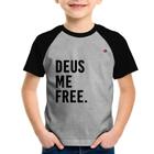 Camiseta Raglan Infantil Deus me free - Foca na Moda