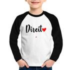 Camiseta Raglan Infantil Direito por amor Manga Longa - Foca na Moda