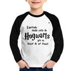 Camiseta Raglan Infantil Esperando minha carta de Hogwarts Manga Longa - Foca na Moda