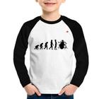 Camiseta Raglan Infantil Evolução da Baterista Manga Longa - Foca na Moda