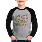 Camiseta Raglan Infantil Fast Food Manga Longa - Foca na Moda