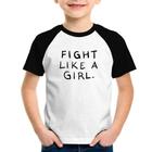 Camiseta Raglan Infantil Fight Like a Girl - Foca na Moda