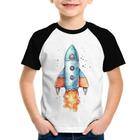 Camiseta Raglan Infantil Foguete - Foca na Moda