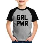 Camiseta Raglan Infantil Grl Pwr - Girl Power - Foca na Moda