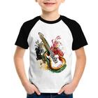 Camiseta Raglan Infantil Guitarra Reggae - Foca na Moda