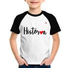 Camiseta Raglan Infantil História por amor - Foca na Moda