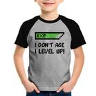 Camiseta Raglan Infantil I Don't Age, I Level Up - Foca na Moda