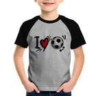 Camiseta Raglan Infantil I Love Futebol - Foca na Moda