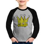 Camiseta Raglan Infantil King and Queen Crown Manga Longa - Foca na Moda