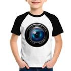 Camiseta Raglan Infantil Lente Câmera - Foca na Moda