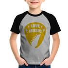 Camiseta Raglan Infantil Love Music - Foca na Moda