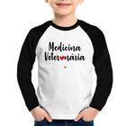 Camiseta Raglan Infantil Medicina Veterinária por amor Manga Longa - Foca na Moda