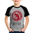 Camiseta Raglan Infantil Mother of Cats - Foca na Moda