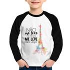 Camiseta Raglan Infantil Não me leve a mal, me leve para viajar Manga Longa - Foca na Moda