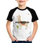 Camiseta Raglan Infantil No Drama Yes Llama - Foca na Moda