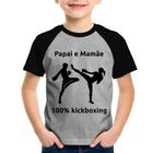 Camiseta Raglan Infantil Papai e Mamãe 100% Kickboxing - Foca na Moda