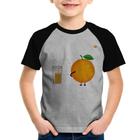 Camiseta Raglan Infantil Peeing Orange - Foca na Moda