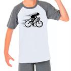 Camiseta Raglan Infantil Preto Branca Bike Bicicleta 13