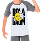 Camiseta Raglan Infantil Preto Branca Boladaum Frases Humor