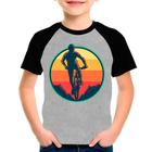 Camiseta Raglan Infantil Preto Cinza Bike Bicicleta 01