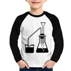 Camiseta Raglan Infantil Química Erlenmeyer e Bequer Manga Longa - Foca na Moda