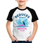 Camiseta Raglan Infantil Reduces The Paint Of Menthal Health - Foca na Moda