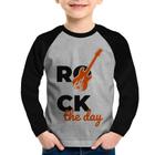 Camiseta Raglan Infantil Rock the day Manga Longa - Foca na Moda