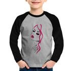 Camiseta Raglan Infantil Salão De Beleza Maquiagem Manga Longa - Foca na Moda