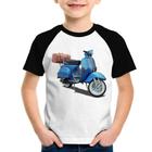 Camiseta Raglan Infantil Scooter Azul - Foca na Moda