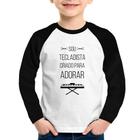 Camiseta Raglan Infantil Sou tecladista criado para adorar Manga Longa - Foca na Moda