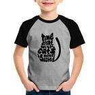 Camiseta Raglan Infantil Time spend with cats is never wasted - Foca na Moda