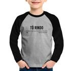 Camiseta Raglan Infantil Tô Rindo mas tô preocupada Manga Longa - Foca na Moda