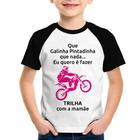 Camiseta Raglan Infantil Trilha com a mamãe (moto rosa) - Foca na Moda