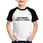 Camiseta Raglan Infantil Tudo ocorrendo como eu não planejei - Foca na Moda