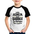 Camiseta Raglan Infantil Um homem sem barriga é um homem sem história - Foca na Moda