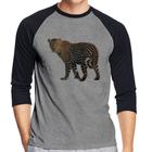 Camiseta Raglan Leopardo Manga 3/4 - Foca na Moda