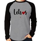 Camiseta Raglan Letras por amor Manga Longa - Foca na Moda